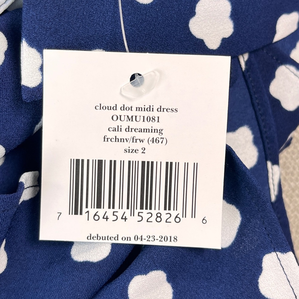 Kate Spade Cloud Dot Midi Dress Womens Size 2 Blue Cali Dreaming OUMU1081 - Picture 13 of 14